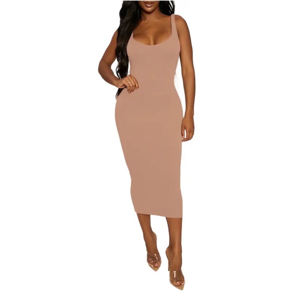Naked Wardrobe Brown Midi Dress S